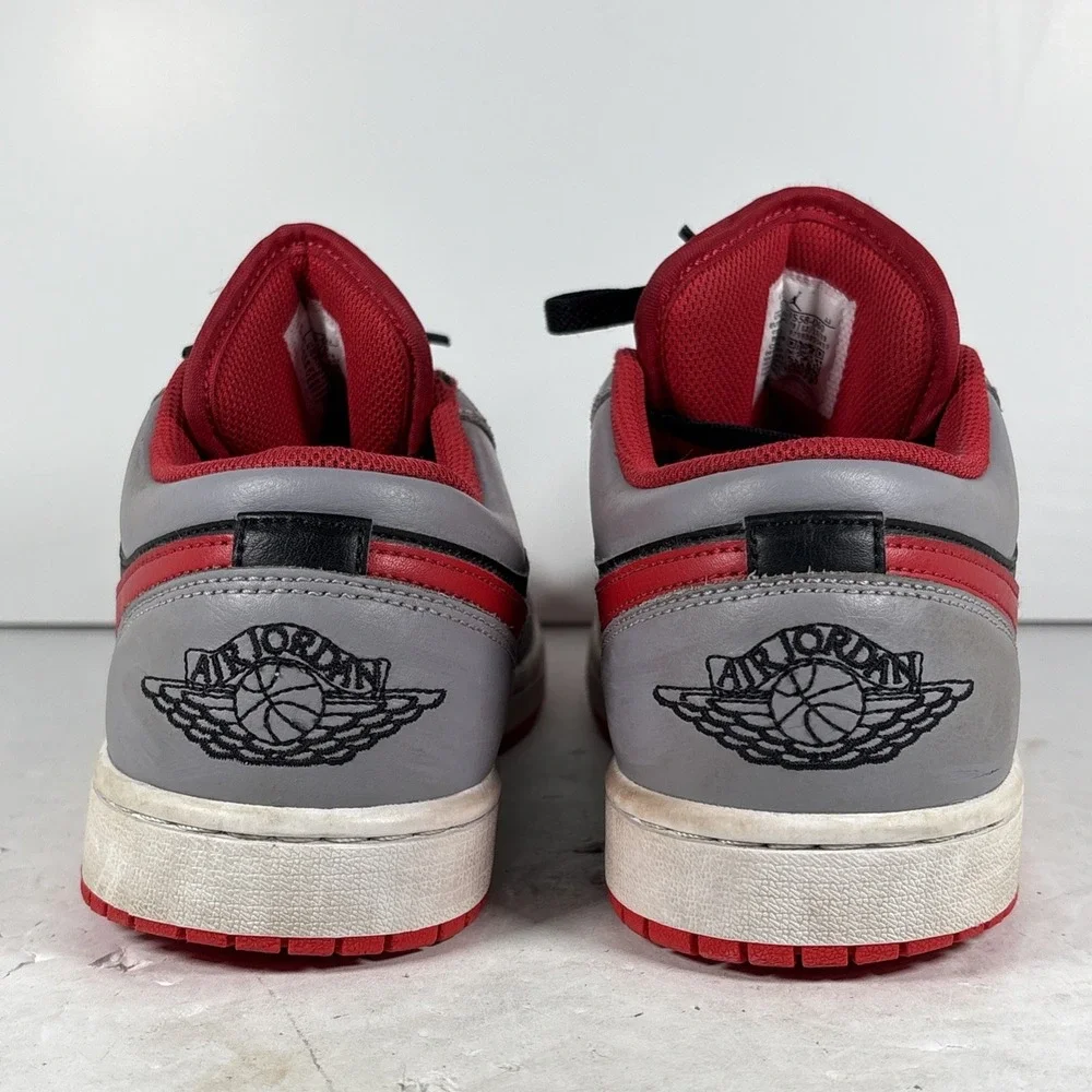 Size 8 Nike Air Jordan 1 Low Black Light Smoke Grey Gym Red‎ 553558-060
